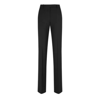 Pantalones rectos entallados de mezcla de lana y seda