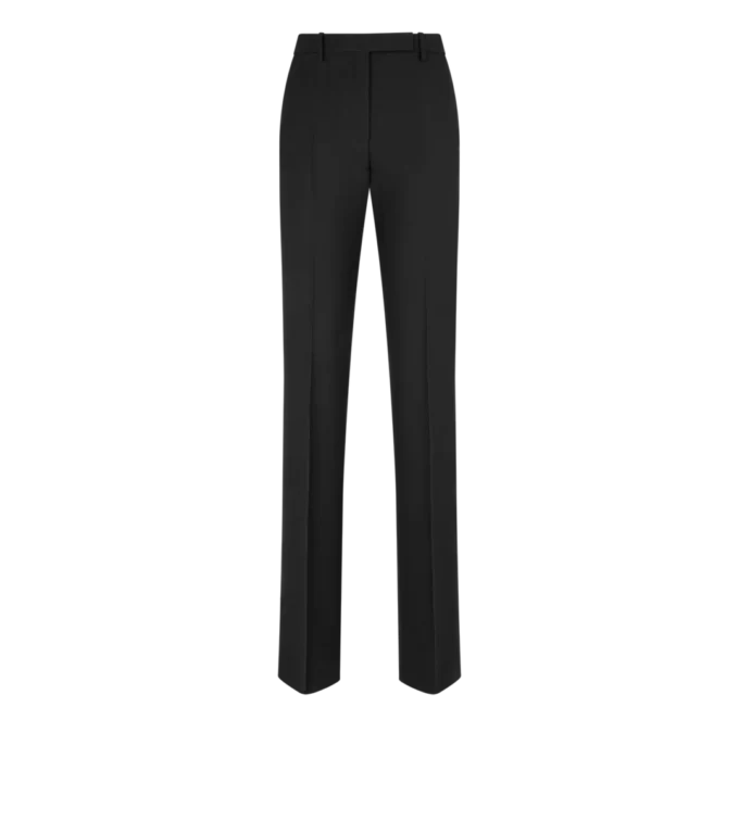Pantalones rectos entallados de mezcla de lana y seda Pantalones rectos entallados de mezcla de lana y seda
