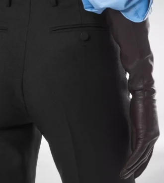 Pantalones rectos entallados de mezcla de lana y seda