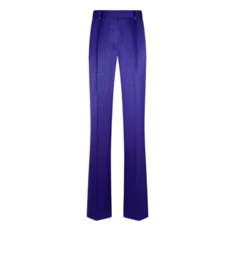 Pantalones rectos plisados con jacquard de lunares Pantalones rectos plisados con jacquard de lunares