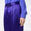 Pantalones rectos plisados con jacquard de lunares Pantalones rectos plisados con jacquard de lunares