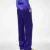 Pantalones rectos plisados con jacquard de lunares Pantalones rectos plisados con jacquard de lunares
