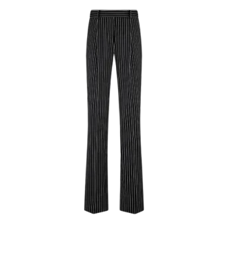Pantalones rectos relajados con pliegues de lana y algodón a rayas Barathea