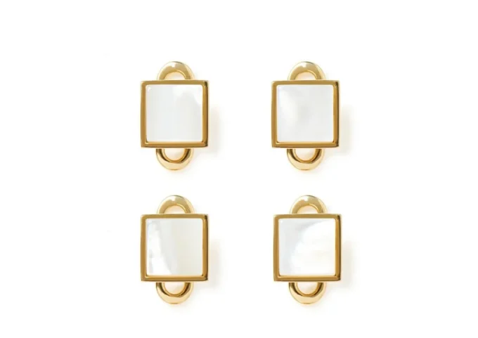 Pendientes cuadrados de oro y perlas