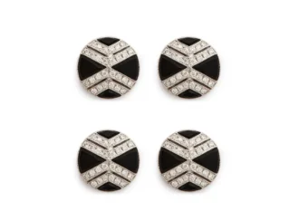 Pendientes redondos de diamantes y ónix