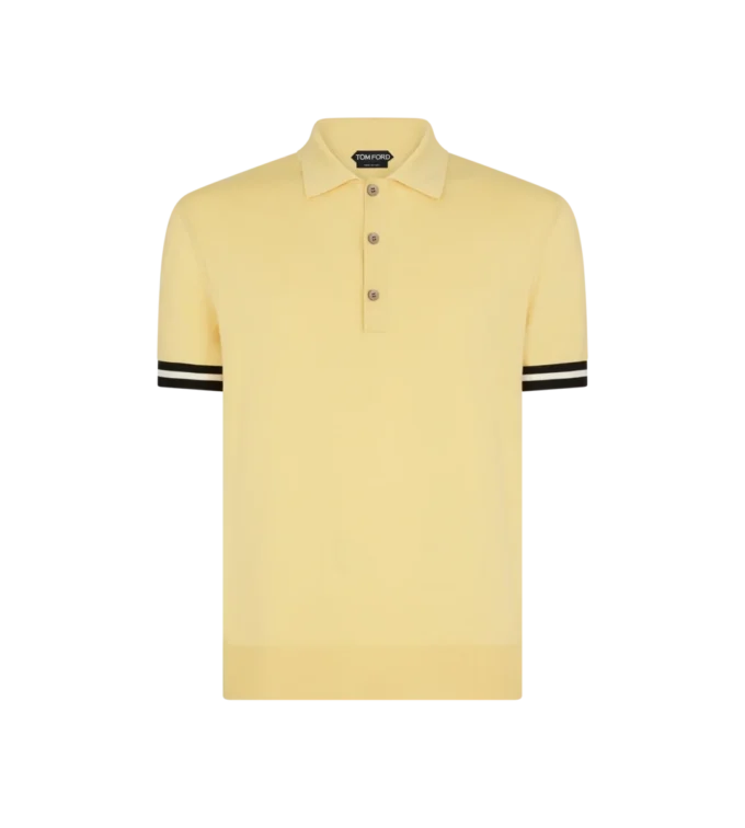 Polo de algodón y seda con ribetes en contraste Polo de algodón y seda con ribetes en contraste
