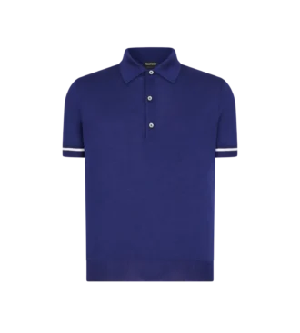 Polo de cachemira y seda con ribetes en contraste