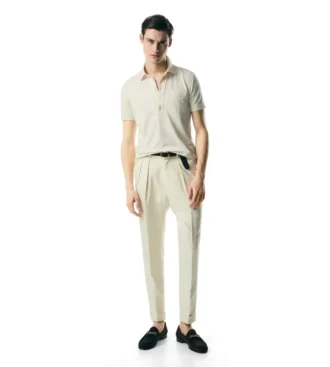 Polo de piqué con mezcla de seda