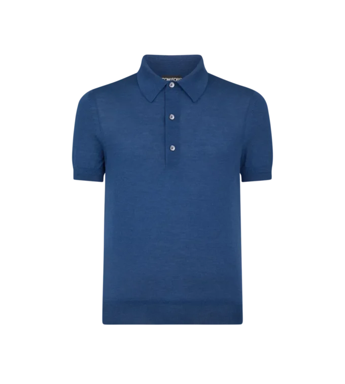 Polo de punto de cachemira y seda de calibre fino Polo de punto de cachemira y seda de calibre fino