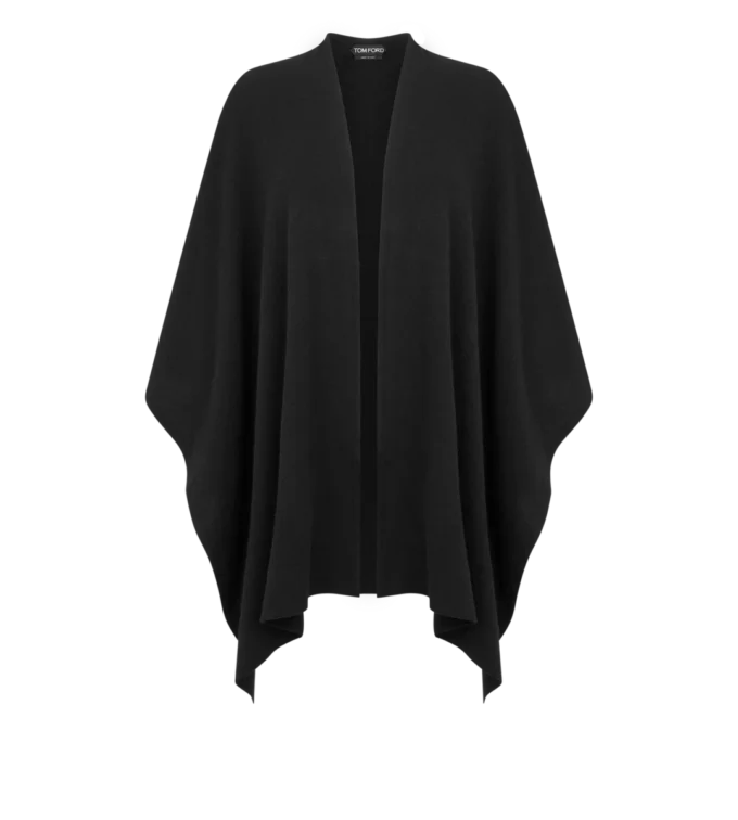 Poncho de cachemira con logotipo bordado Tf en tono sobre tono Poncho de cachemira con logotipo bordado Tf en tono sobre tono