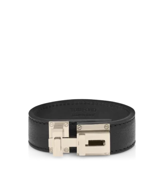 Pulsera con cierre en T de piel granulada flexible