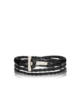 Pulsera T de cuero trenzado Pulsera T de cuero trenzado
