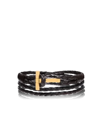 Pulsera T de cuero trenzado Pulsera T de cuero trenzado