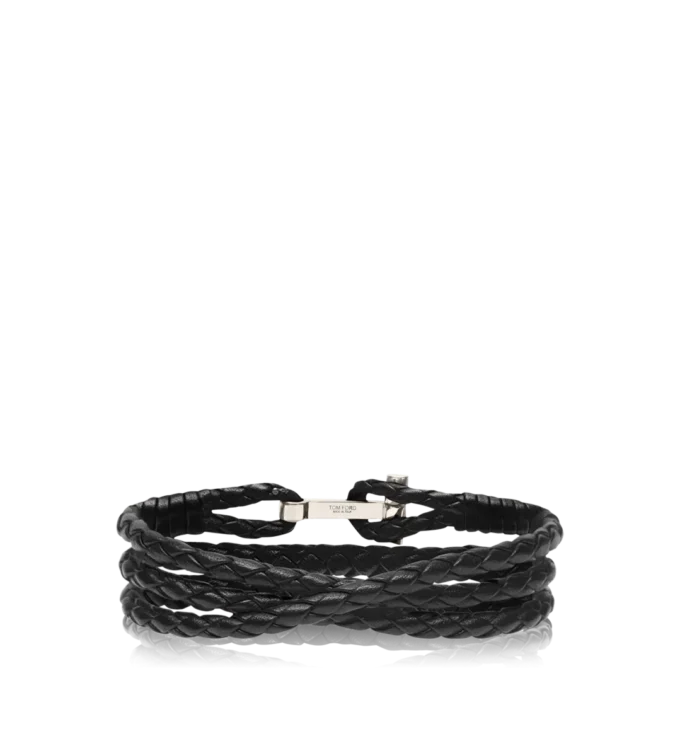 Pulsera T de cuero trenzado Pulsera T de cuero trenzado