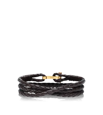 Pulsera T de cuero trenzado Pulsera T de cuero trenzado