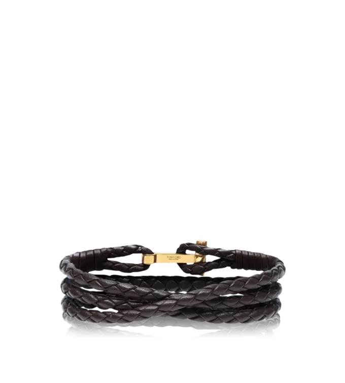 Pulsera T de cuero trenzado Pulsera T de cuero trenzado