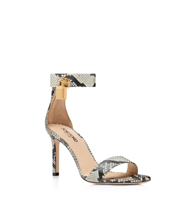 Sandalias con candado de pitón estampado Sandalias con candado de pitón estampado