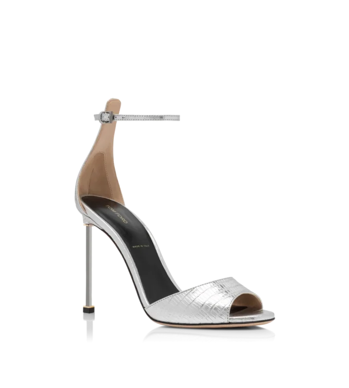 Sandalias con correa al tobillo y estampado laminado Tejus Spire