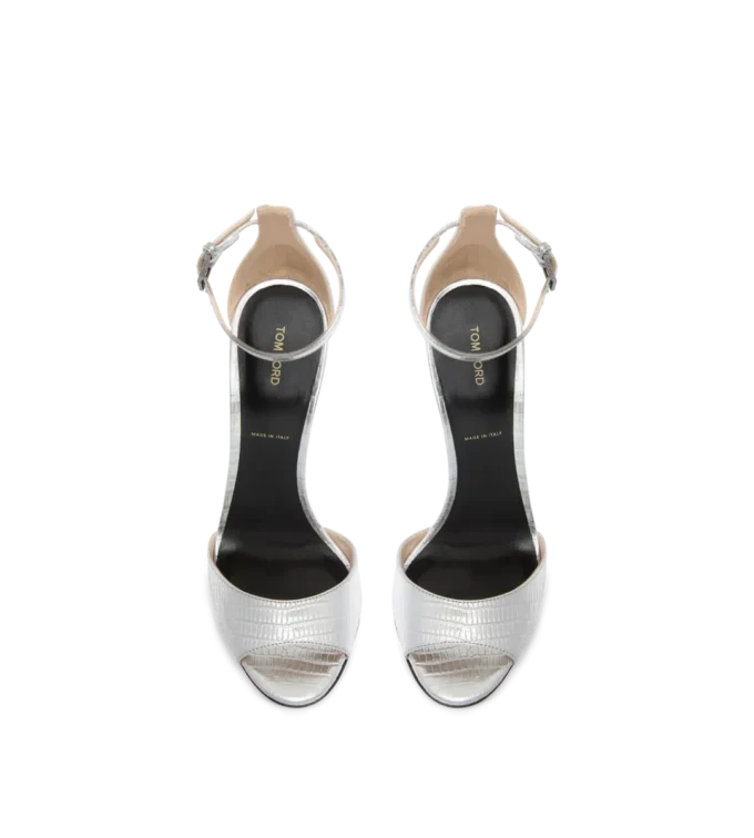 Sandalias con correa al tobillo y estampado laminado Tejus Spire