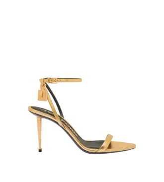 Sandalias de punta con cierre de cuero napa laminado 85 mm