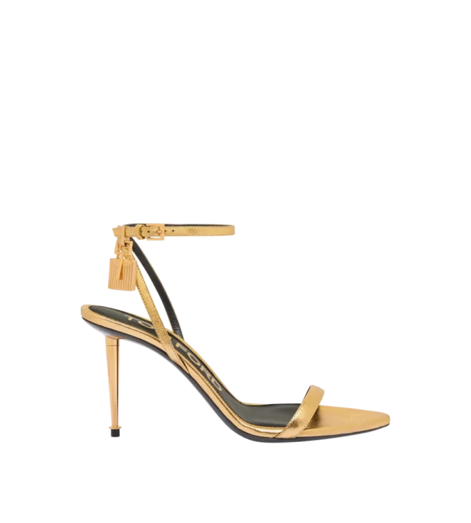 Sandalias de punta con cierre de cuero napa laminado 85 mm Sandalias de punta con cierre de cuero napa laminado 85 mm
