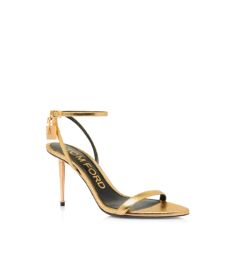 Sandalias de punta con cierre de cuero napa laminado 85 mm