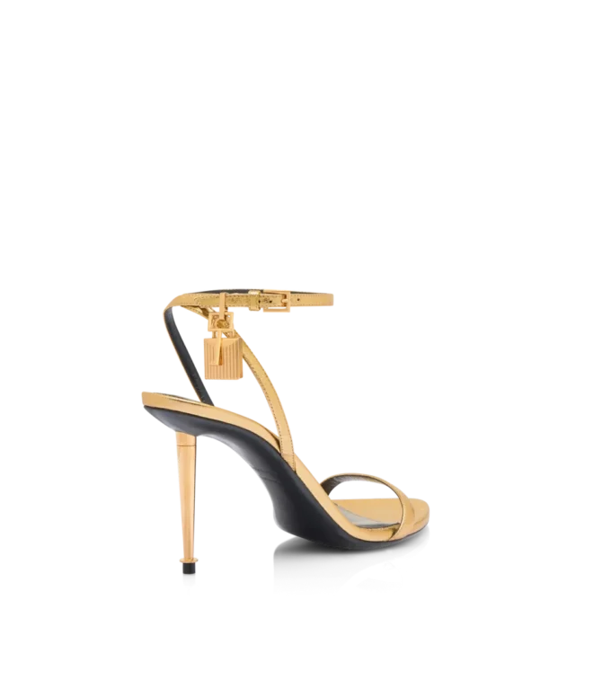 Sandalias de punta con cierre de cuero napa laminado 85 mm Sandalias de punta con cierre de cuero napa laminado 85 mm