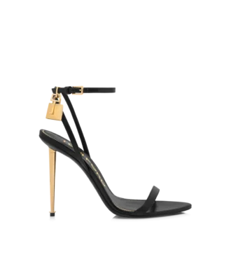 Sandalias de tacón con punta afilada y hebilla metálica brillante