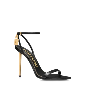 Sandalias de tacón con punta afilada y hebilla metálica brillante