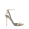 Sandalias puntiagudas sin talón con candado de piel napa laminada Sandalias puntiagudas sin talón con candado de piel napa laminada