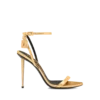 Sandalias puntiagudas sin talón con candado de piel napa laminada Sandalias puntiagudas sin talón con candado de piel napa laminada