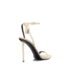 Sandalias puntiagudas sin talón con candado de piel napa laminada Sandalias puntiagudas sin talón con candado de piel napa laminada