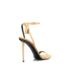 Sandalias puntiagudas sin talón con candado de piel napa laminada Sandalias puntiagudas sin talón con candado de piel napa laminada