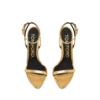 Sandalias puntiagudas sin talón con candado de piel napa laminada Sandalias puntiagudas sin talón con candado de piel napa laminada