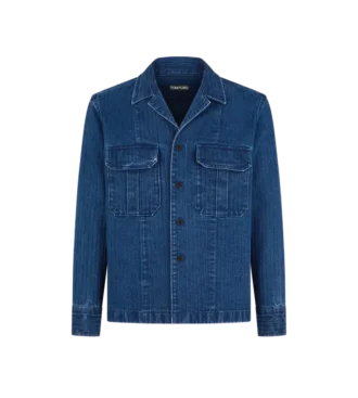 Sobrecamisa de denim con diseño en espiga