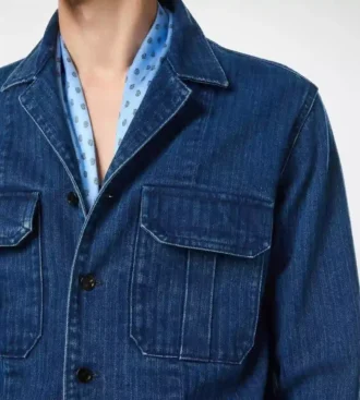 Sobrecamisa de denim con diseño en espiga