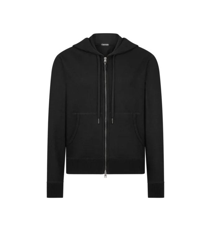 Sudadera con capucha y cremallera de cachemira Sudadera con capucha y cremallera de cachemira