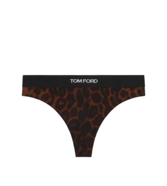Tanga modal con estampado de leopardo reflejado