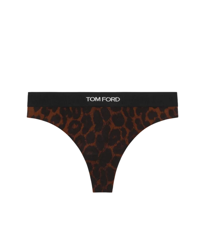 Tanga modal con estampado de leopardo reflejado