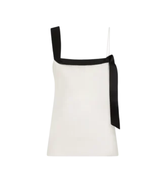 Top de camisola de satén de seda con banda de esmoquin