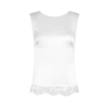 Top de seda sin mangas con espalda en V e inserciones de encaje Top de seda sin mangas con espalda en V e inserciones de encaje