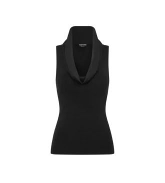 Top sin mangas con cuello vuelto