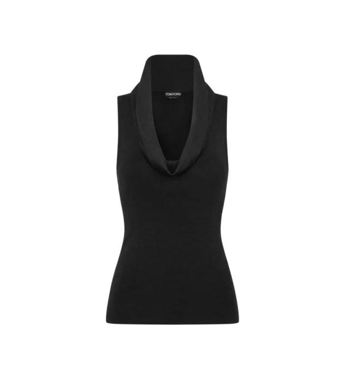Top sin mangas con cuello vuelto Top sin mangas con cuello vuelto