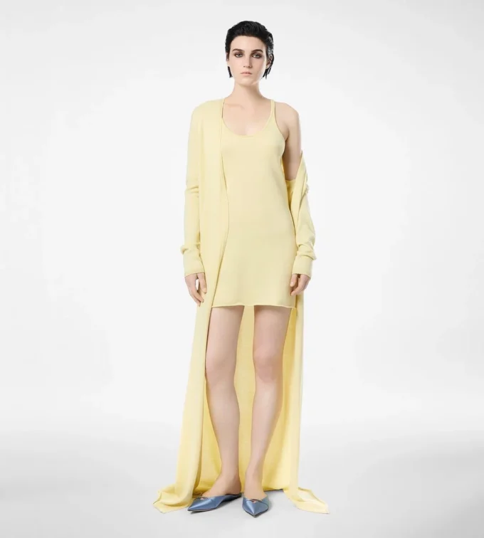 Vestido corto sin mangas de piqué merino Vestido corto sin mangas de piqué merino
