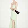 Vestido de cóctel asimétrico sin tirantes de seda elástica doble georgette Vestido de cóctel asimétrico sin tirantes de seda elástica doble georgette