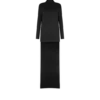 Vestido de cóctel brillante de crepé con cuello alto Vestido de cóctel brillante de crepé con cuello alto