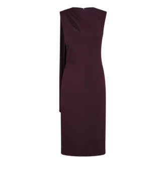 Vestido de cóctel con aberturas y detalle de bufanda