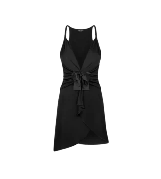 Vestido de cóctel con cuello en V fruncido