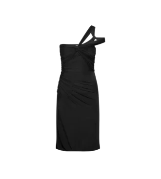 Vestido de cóctel con un solo hombro y detalle retorcido en la parte delantera