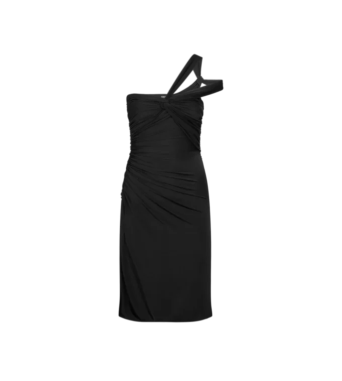 Vestido de cóctel con un solo hombro y detalle retorcido en la parte delantera Vestido de cóctel con un solo hombro y detalle retorcido en la parte delantera
